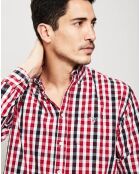 Chemise droite à carreaux rouge/noir/blanc